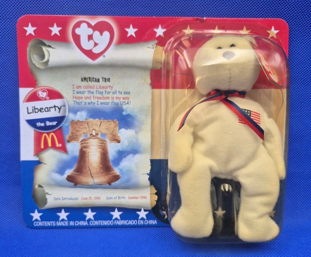 TY 1996 LIBEARTY the Bear Teenie Beanie McDonalds 5.5" Sealed